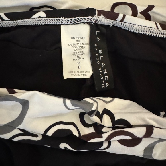 La Blanca Floral Sash Swimsuit Bikini Bottom, Size 6, Black/ White,‎ NWT - Picture 3 of 6